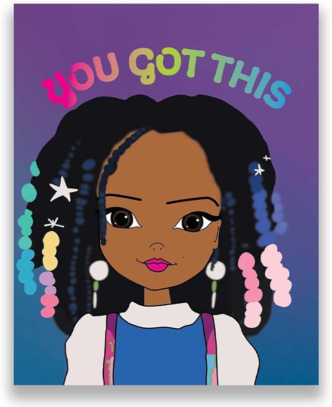 Adorable African American Girl Art Print with Positive Affirmation - 8 x 10 inches