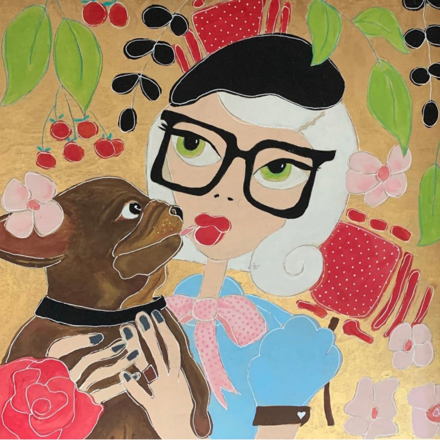 Dog Kissing Girl Digital Coloring Page for ProCreate