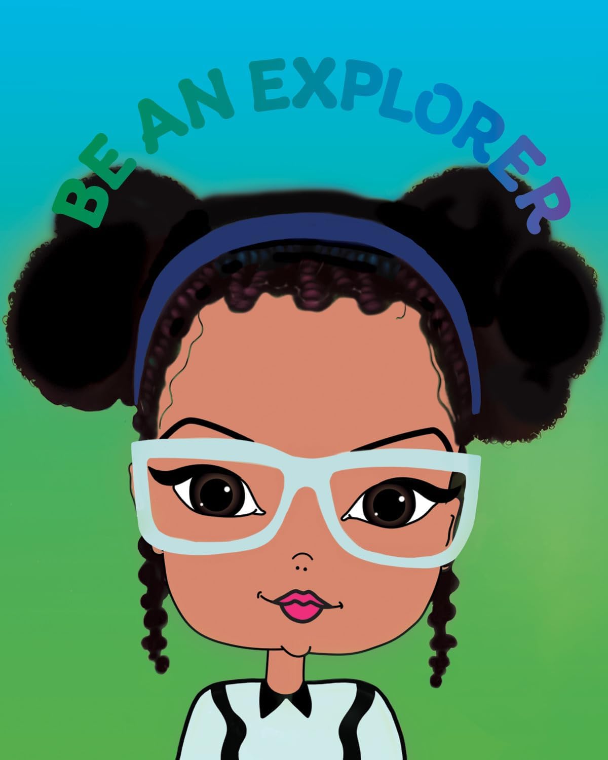 Adorable African American Girl Art Print with Positive Affirmation - 8 x 10 inches