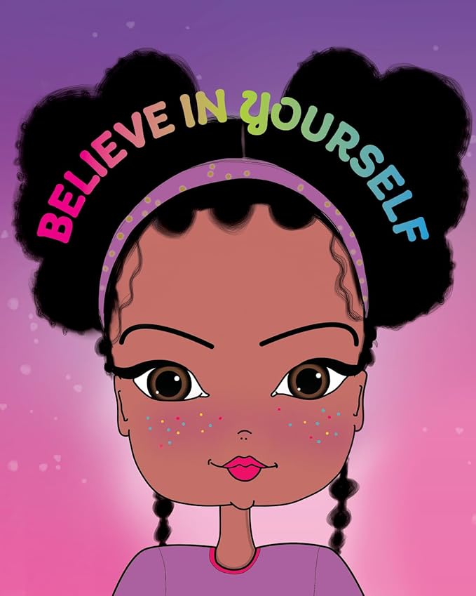 Adorable African American Girl Art Print with Positive Affirmation - 8 x 10 inches