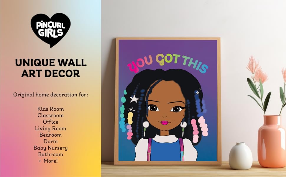 Adorable African American Girl Art Print with Positive Affirmation - 8 x 10 inches