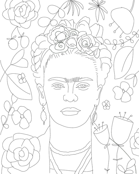 Frida Kahlo Digital Coloring Page for ProCreate